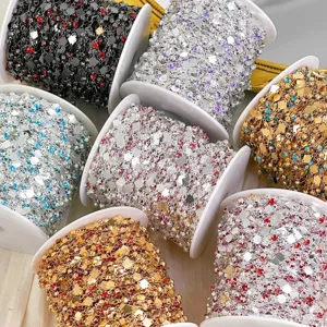 Chaine Strass DIY Forme Diamant Chaine Glands Cuivre pour Sacs Bijoux Creation 1Rouleau