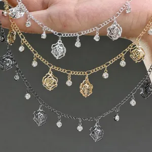 DIY hollow rose chain metal accessories for lolita fashion, handmade jewelry crafting and ita bags.