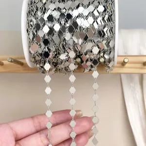 DIY silberne Kupfer Rauten Kette fuer handgemachte Quasten Halsketten Braut Kopfschmuck