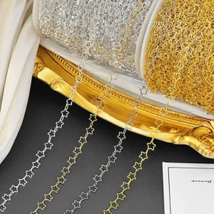 DIY mini hollow five-pointed star chain copper jewelry making accessories spool set