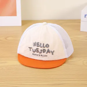 Kids colorblock mesh baseball cap detail, breathable short brim design with cool 3d embroidery.
