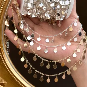 DIY chaîne à pièces de 6mm garniture de glands à sequins métalliques pour accessoires