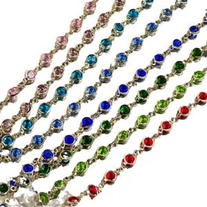 DIY colorful 6mm glass rhinestone cup chain copper base for hair accessories jewelry making