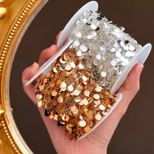 Chaîne à sequins ronds brillants 6mm DIY pour accessoires de cheveux style Dunhuang costume artisanat