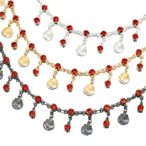 DIY Rhinestone Red Shell Chain Metal Craft Accessories for Jewelry Necklace Doll Clothes Making