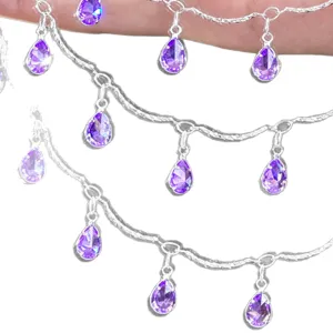 DIY Light Purple Teardrop Zirconia Metal Chain for Stylish Bracelets and Necklaces