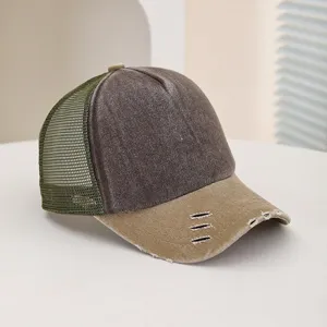 Verwaschene Vintage Baseball Cap mit Netzrückseite, atmungsaktiver Trucker Hat für Outdoor.
