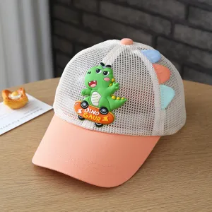Detail kinder mesh honkbalpet, schattig 3D dinosaurus ontwerp, ademende zomerkleding.