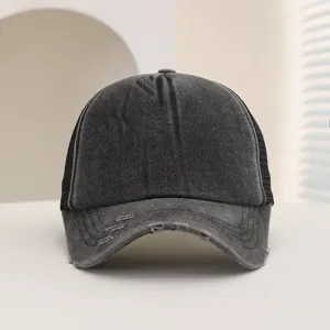 Gewaschene Distressed Baseball Cap mit Mesh-Ruecken, retro Trucker Hat für Outdoor Sport.