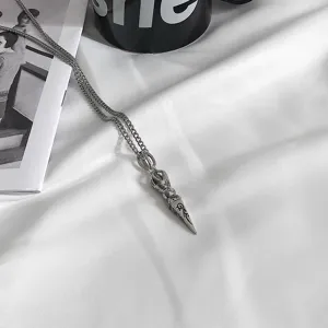 Men's vintage titanium steel dorje pendant necklace, punk gothic dark style main product view.