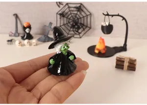 Halloween Miniatur Hexe Figur Harz Desktop Ornament gruselige Party Deko Requisiten