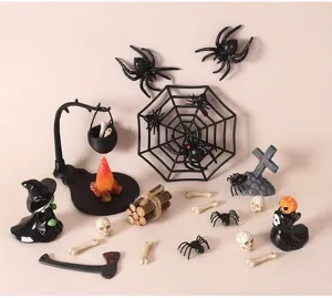 Halloween Miniatur Deko Set, gruselige Requisiten für Party Atmosphäre und gruselige Raumdeko.