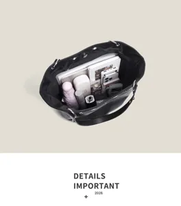 Black litchi pattern rivet shoulder bag large capacity bucket handbag stylish daily commute.