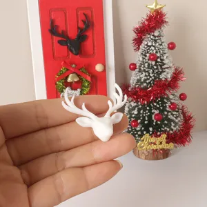 Mini tête de cerf décoration murale maison de poupées résine ornement noël micro paysage