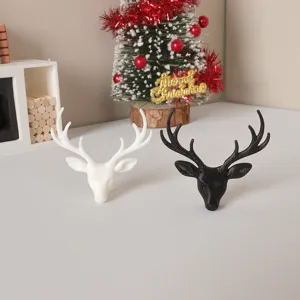 Miniature tête de cerf décoration maison de poupée, ensemble de figurines d'animaux en résine.