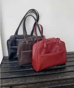 Classic retro minimalist shoulder bag versatile tote bag casual fashion handbag with zipper closure
