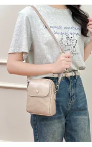 Trendy women crossbody small square bag, chic button design, perfect phone and coin purse.