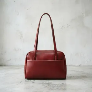 Women Retro PU Leather Boston Bag Large Capacity Casual Underarm Shoulder Handbag Versatile Daily Tote Bag