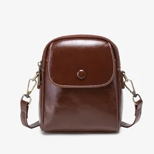 Women Fashion PU Leather Crossbody Bag Casual Small Square Handbag Retro Shoulder Bag
