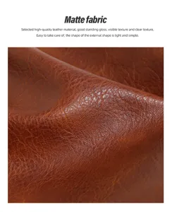 Close-up detail of premium brown matte leather fabric with clear texture and fine grain.