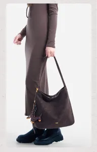 Μεγάλη καφέ τσάντα ώμου για γυναίκες, casual tote τσάντα καθημερινή ευέλικτη τσάντα.