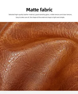 Matte leather fabric detail close-up showing soft texture and premium faux leather quality.