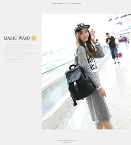 Fashion PU leather backpack for women, casual soft leather travel school bag with secure closures.