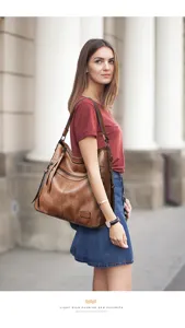 Retro women shoulder bag PU leather casual hobo handbag vintage tote bag for daily use