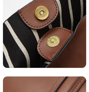 Detailed view of the women's commuter tote bag featuring premium PU leather and snap button.