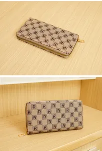 Stylish printed long wallet for women with secure zipper closure and spacious card slots.