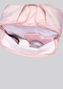 Pink travel makeup bag waterproof cosmetic organizer portable toiletry bag with dual handles
