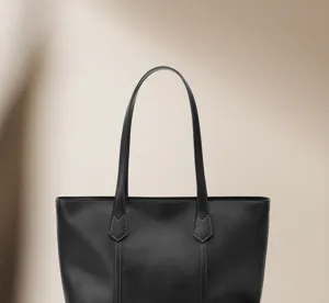 Bolso tote negro minimalista de cuero para mujer, bolso de hombro grande para uso diario.