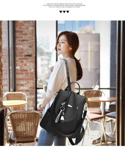 Women fashion black backpack casual travel school bag large capacity versatile shoulder bag