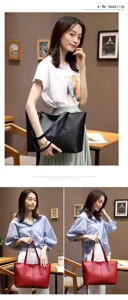 Casual retro commute large capacity PU leather tote bag for women travel everyday use shoulder
