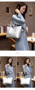 Silver tote bag for women large capacity shoulder bag casual commuter handbag stylish