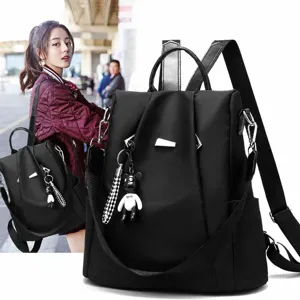 Stylish women backpack casual travel school bookbag large capacity black rucksack new