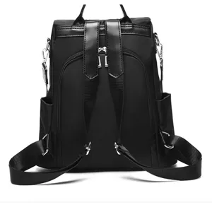Casual black women backpack stylish travel daily book bag rear view showcase