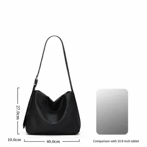 Black shoulder bag for women, large capacity vintage hobo tote bag for daily commute school.