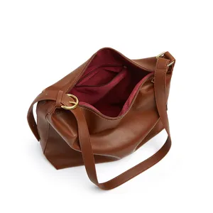 Stylish brown women shoulder bag large capacity casual hobo handbag daily commute tote bag