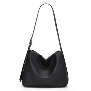 Black large capacity women shoulder bag vintage versatile crossbody tote bag main view.