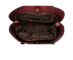 Women retro oil wax leather tote bag interior detail view large capacity shoulder handbag