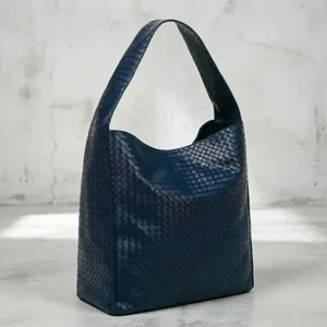 Woven Leather Underarm Bag For Women Large Capacity Casual Commuter Shoulder Bag Soft PU Leather Hobo Handbag