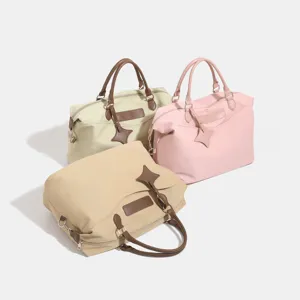 Stylish contrast color large capacity travel handbag casual tote shoulder bag for women