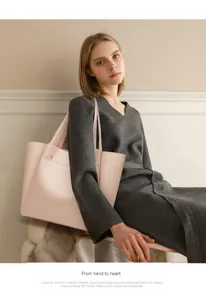 Modische grosse Schultertasche minimalistische Pendler rosa Handtasche für Damen Alltag Mode