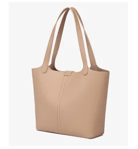 Minimalistische Leder-Tragetasche für Damen, geräumige stilvolle Handtasche neu.