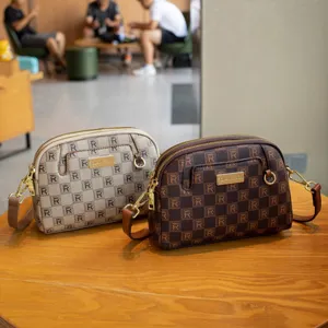 Stylish monogram crossbody shell bag with premium texture, casual shoulder bag for women.
