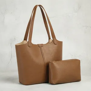 Damen Große Kapazität Tote Bag PU Leder Handtasche Lässige Vielseitige Einzelne Schulter Eimer Tasche Mit Passender Tasche
