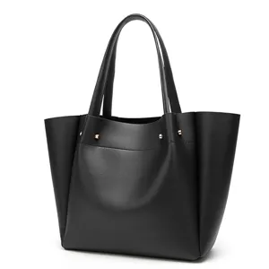 Schwarze große Tragetasche minimalistische Pendler Handtasche Flügel Schultertasche