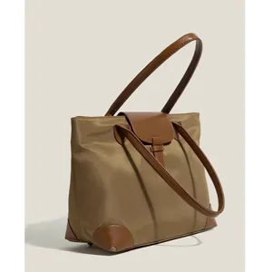 Casual oxford cloth women tote bag large capacity commuter handbag retro design brown travel bag