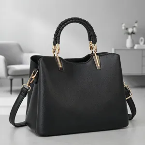 Women's PU Leather Handbag Classic Simple Commuter Large Capacity Tote Bag Top Handle Shoulder Bag Daily Casual Bag